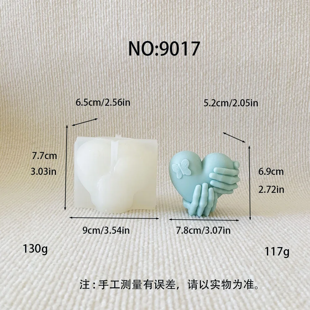 9017 - 双手捧心带蝴蝶装饰硅胶模具