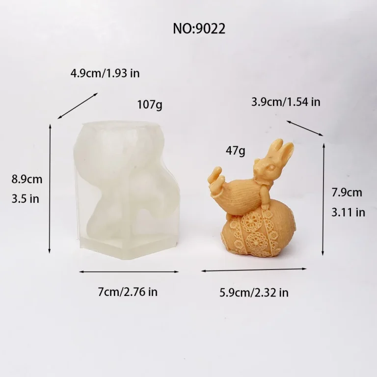 Easter Bunny with Easter Egg Silicone Mold for Candle Making 9022 silicone mold, 3.9×5.9×7.9cm finished size