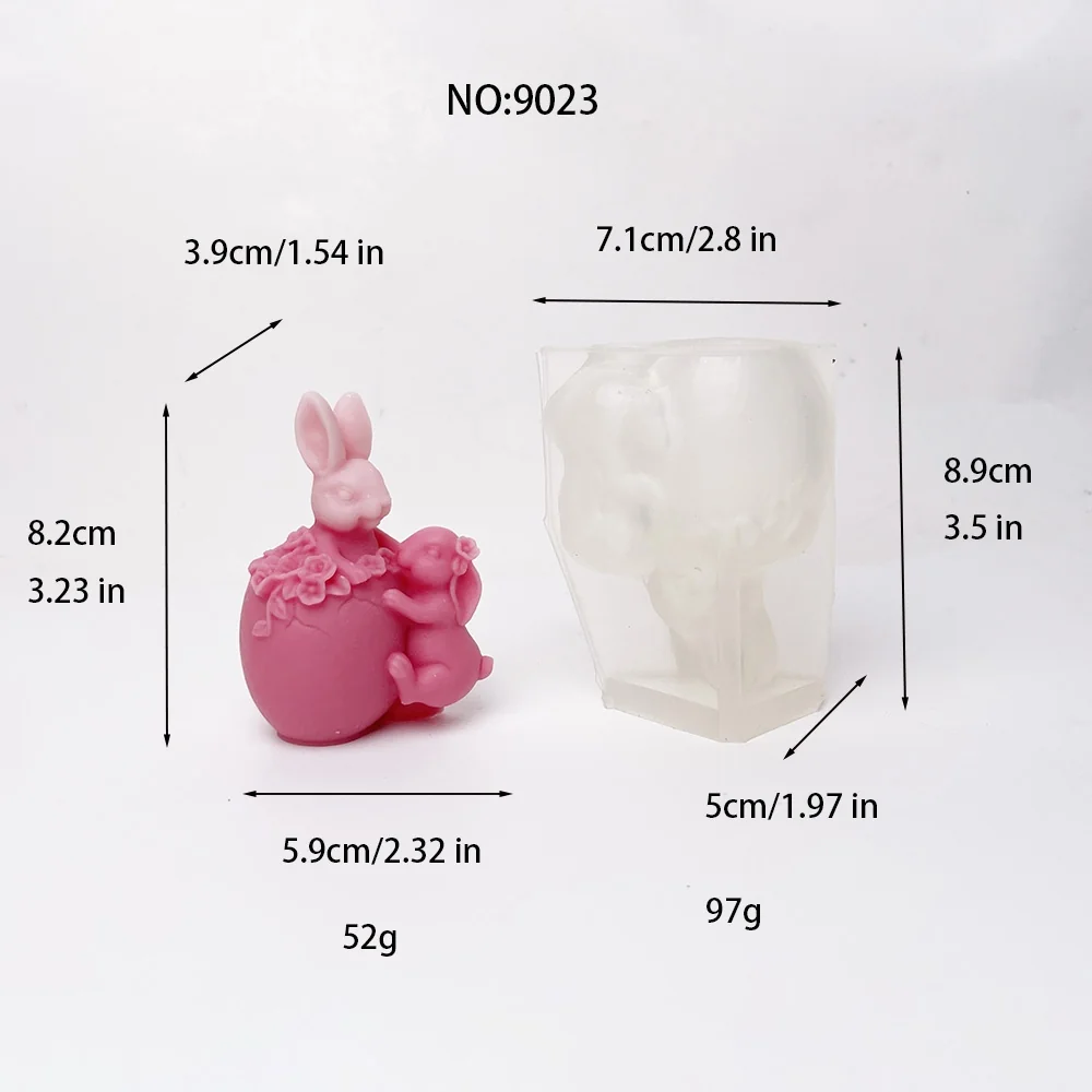 9023 - 复活节双兔抱彩蛋硅胶模具