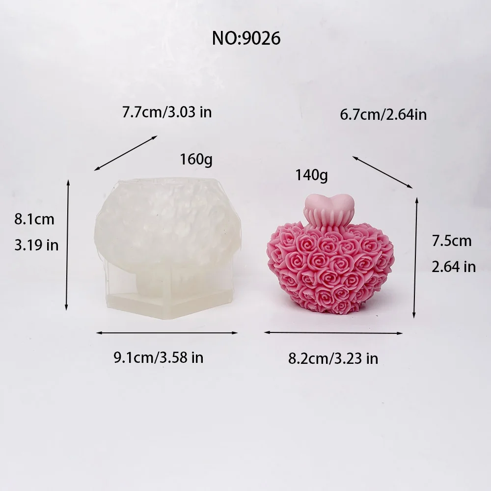 9026 - 玫瑰花簇拥心硅胶模具