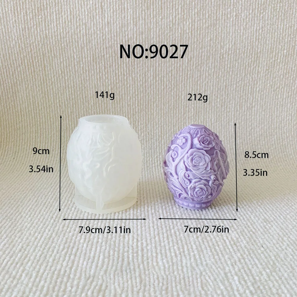 9027 - 玫瑰浮雕蛋硅胶模具