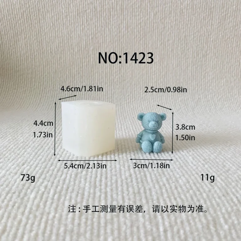 Teddy Bear Silicone Candle Mold 1423 silicone mold, 3×2.5×3.8cm finished size
