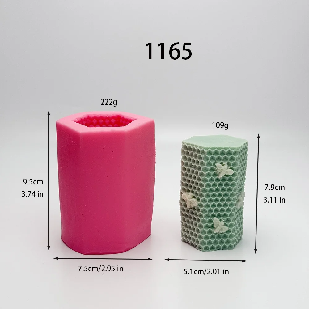 1165 - 蜂窝蜜蜂六角柱硅胶模具