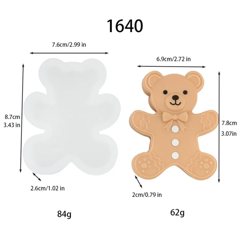 3D Gingerbread Bear Silicone Candle Mold 1640 silicone mold, 7.8×6.9×2cm finished size