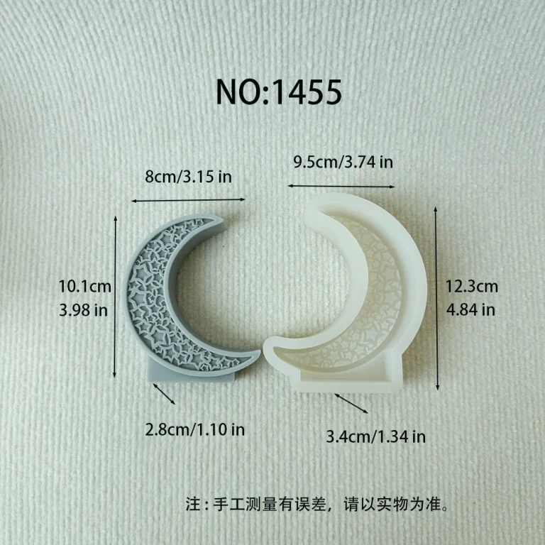 3D Hollow Star Crescent Silicone Candle Mold 1455 silicone mold, 8×10.1×2.8cm finished size