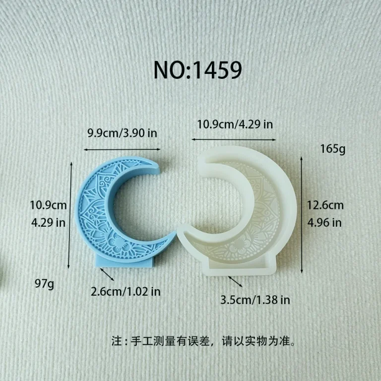 Flexible Standing Mandala Crescent Moon Silicone Mold for Candle Making 1459 silicone mold, 9.9×10.9×2.6cm finished size