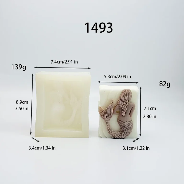 Mermaid Silicone Mold for Wax, Soap and Resin Casting 1493 silicone mold, 5.3×7.1×3.1cm finished size