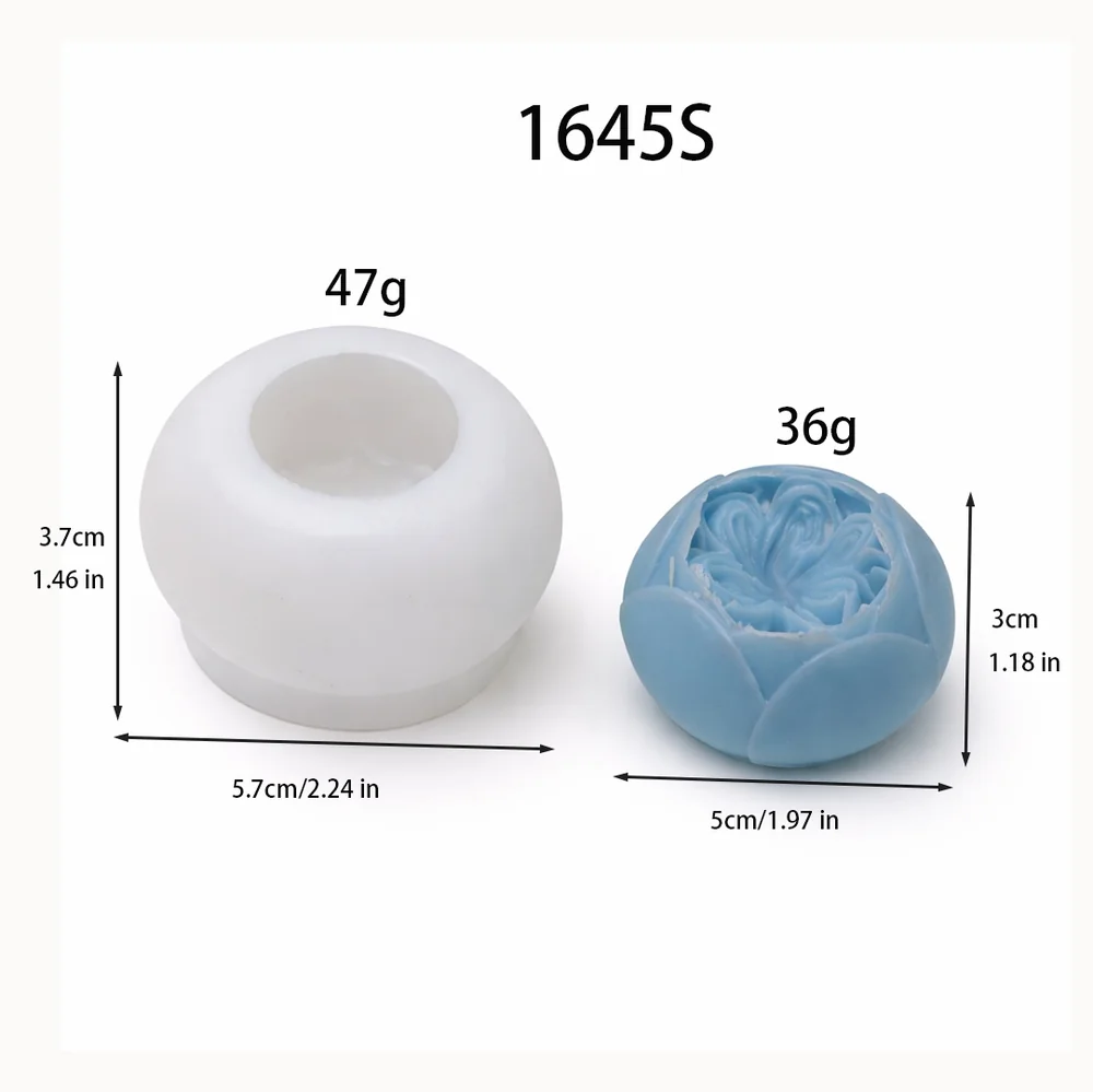 Silicone Candle Mold with 3D Flower Design 1645S silicone mold, 5x5x3cm finished size