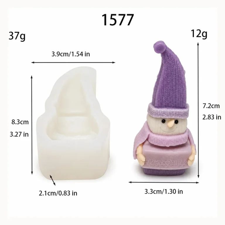 Snowman Silicone Mold for Candle Making 1577 silicone mold, 7.2×3.3cm finished size