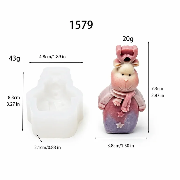 3D Christmas Reindeer with Reindeer Silicone Mold 1579 silicone mold, 7.3×3.8cm finished size
