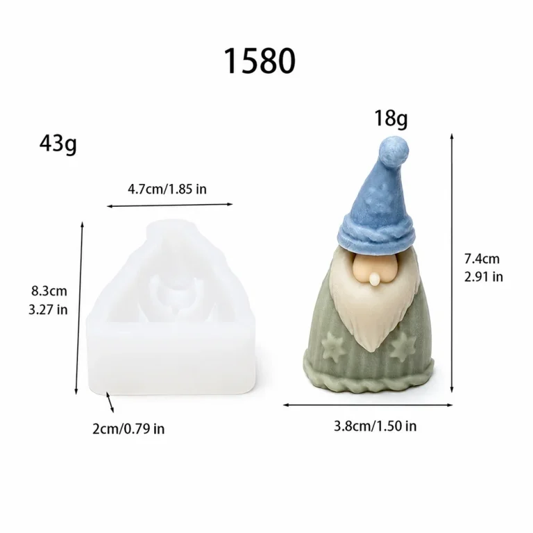 3D Gnome Silicone Candle Making Mold 1580 silicone mold, 7.4×3.8cm finished size