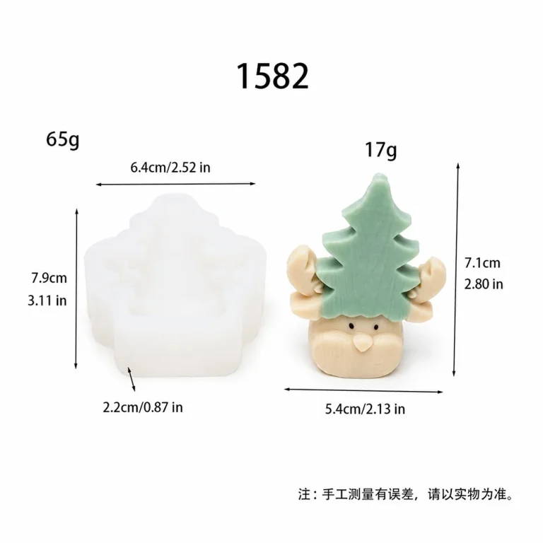 Flexible Christmas Tree Reindeer Silicone Mold for Candle Making 1582 silicone mold, 7.1×5.4cm finished size