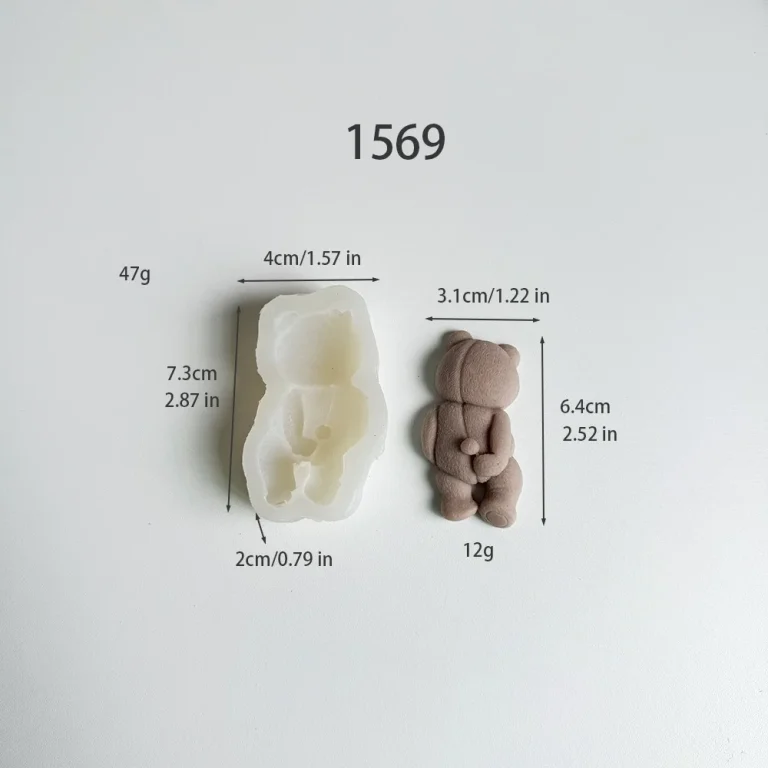 Sitting Teddy Bear Silicone Mold for Candle Making 1569 silicone mold, 6.4×3.1cm finished size