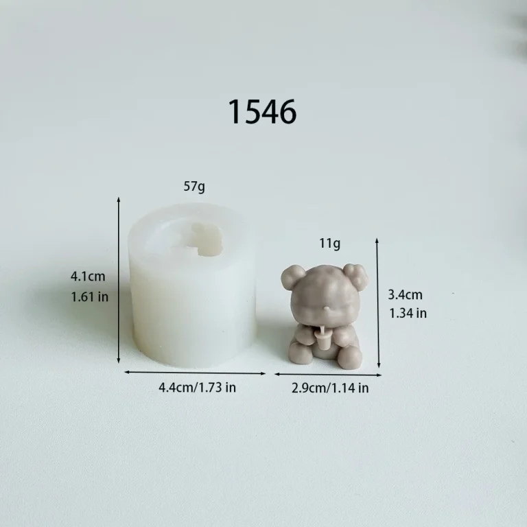 Silicone Candle Mold with Sitting Bear Design 1546 silicone mold, 2.9×3.4cm finished size