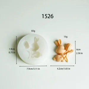 silicone candle mold with rabbit holding tulip design