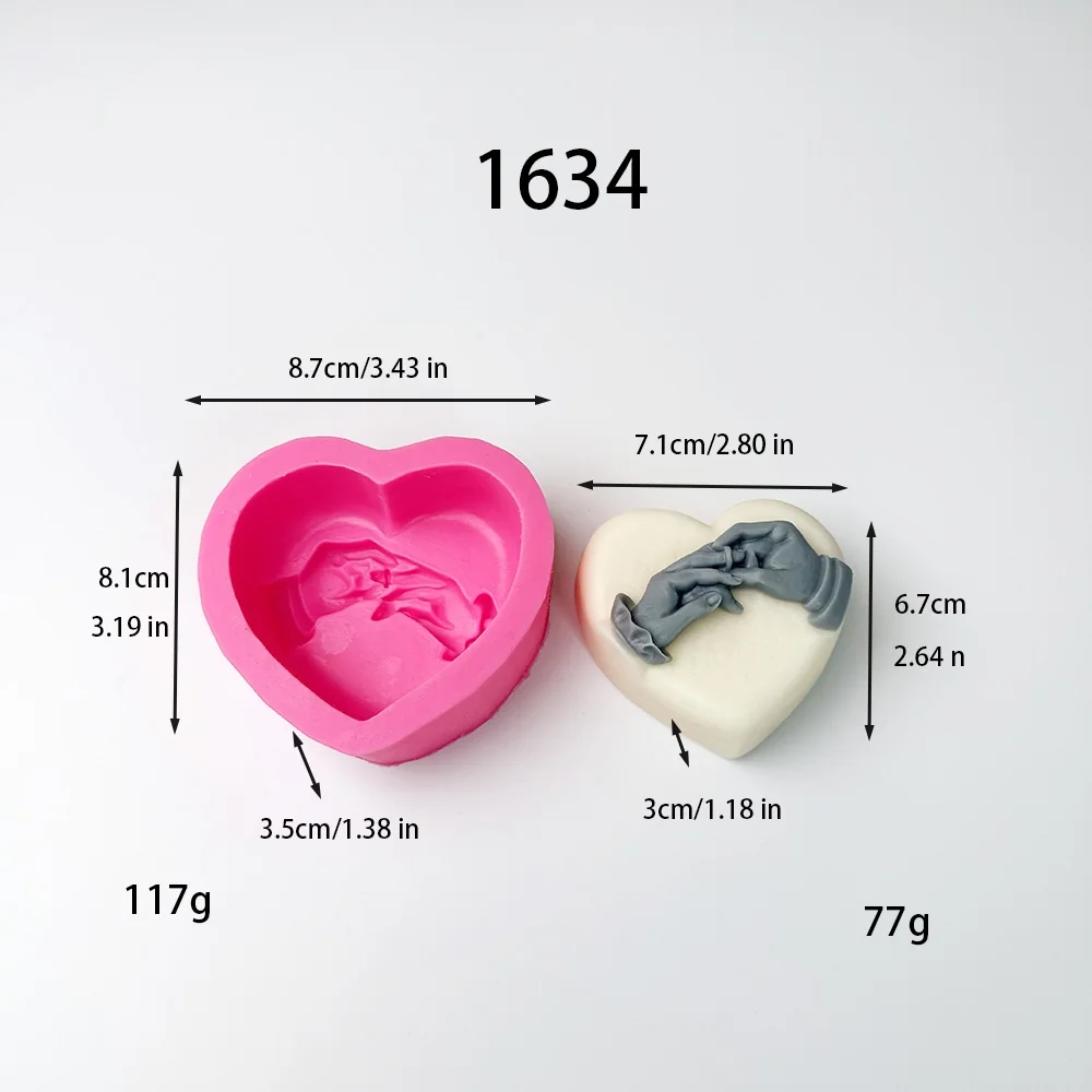 1634 - 牵手心硅胶蜡烛模具