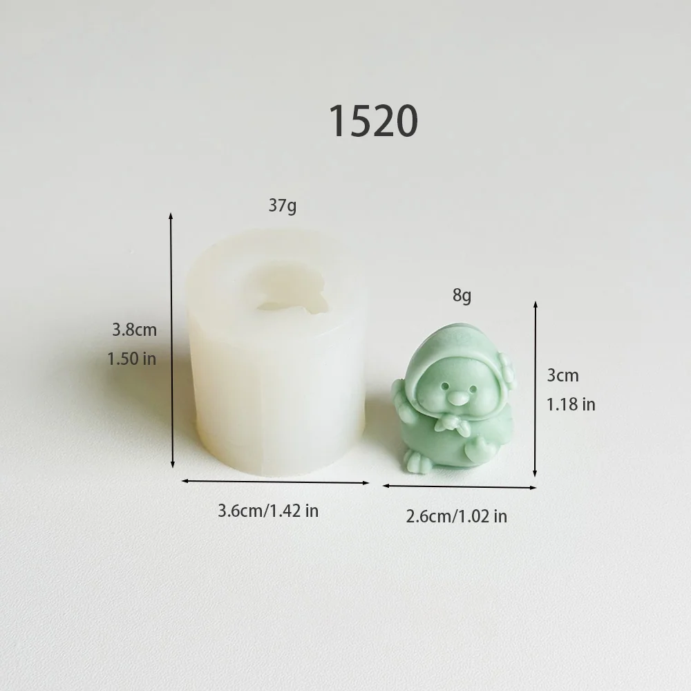 1520 - Q版戴花头巾小鸡硅胶模具