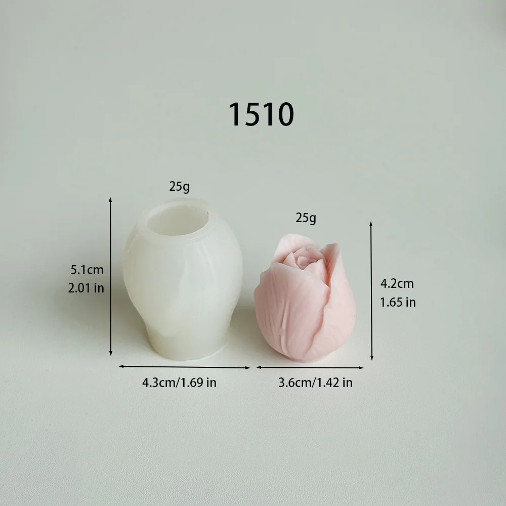 1510 - 玫瑰花苞硅胶模具