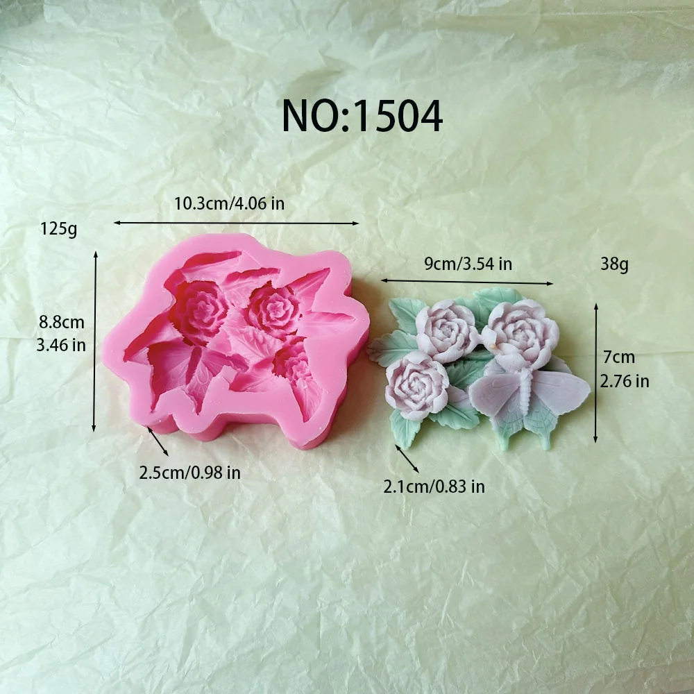 1504 - 玫瑰蝴蝶&Butterfly硅胶模具