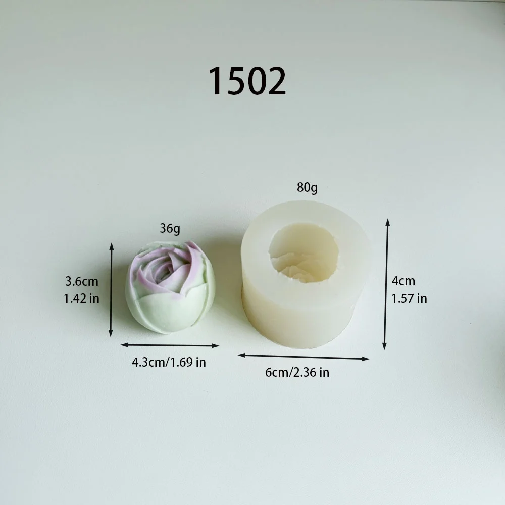 1502 - 立体玫瑰花苞硅胶模具
