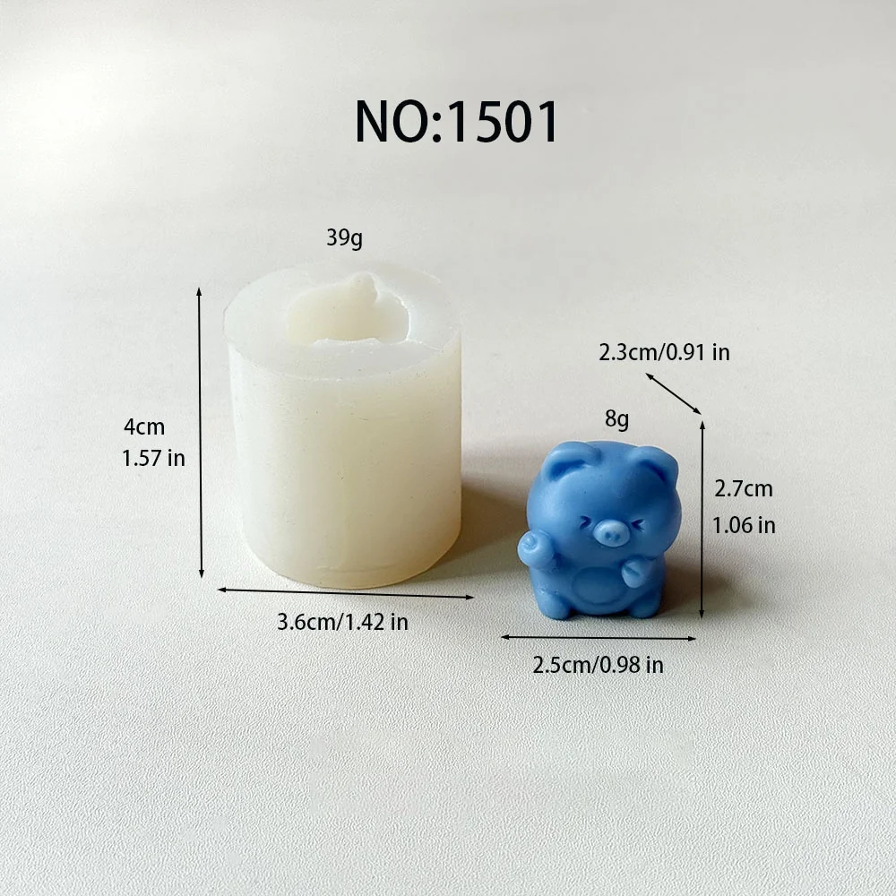 1501 - 招手卡通小猪硅胶模具