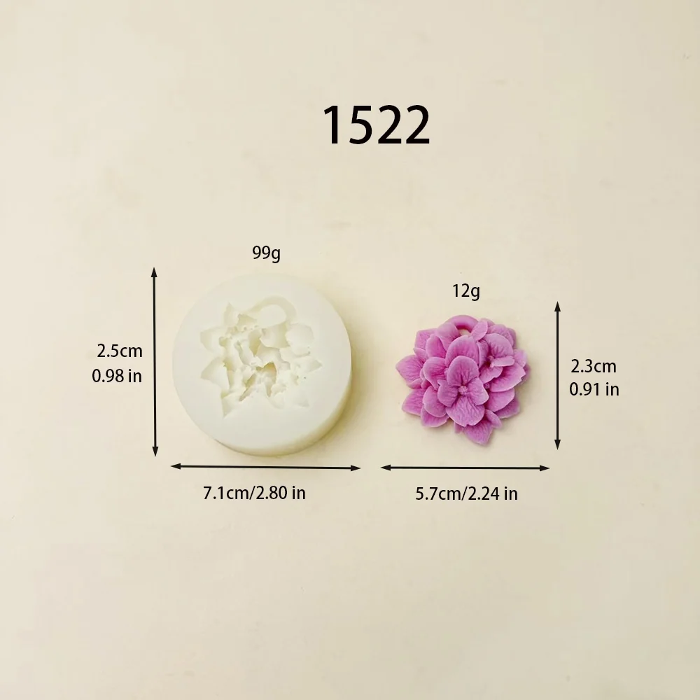 1522 - 绣球花簇硅胶模具