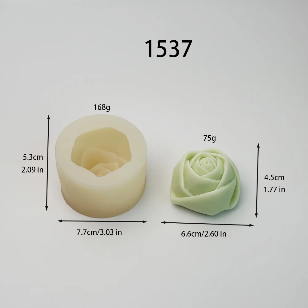 1537 - 立体玫瑰花硅胶模具