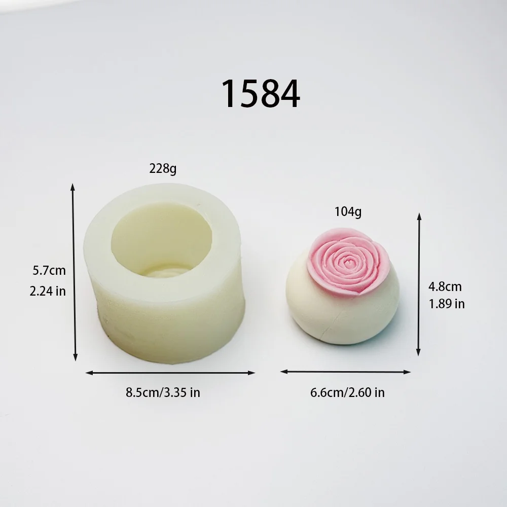 1584 - 半球顶玫瑰花硅胶模具