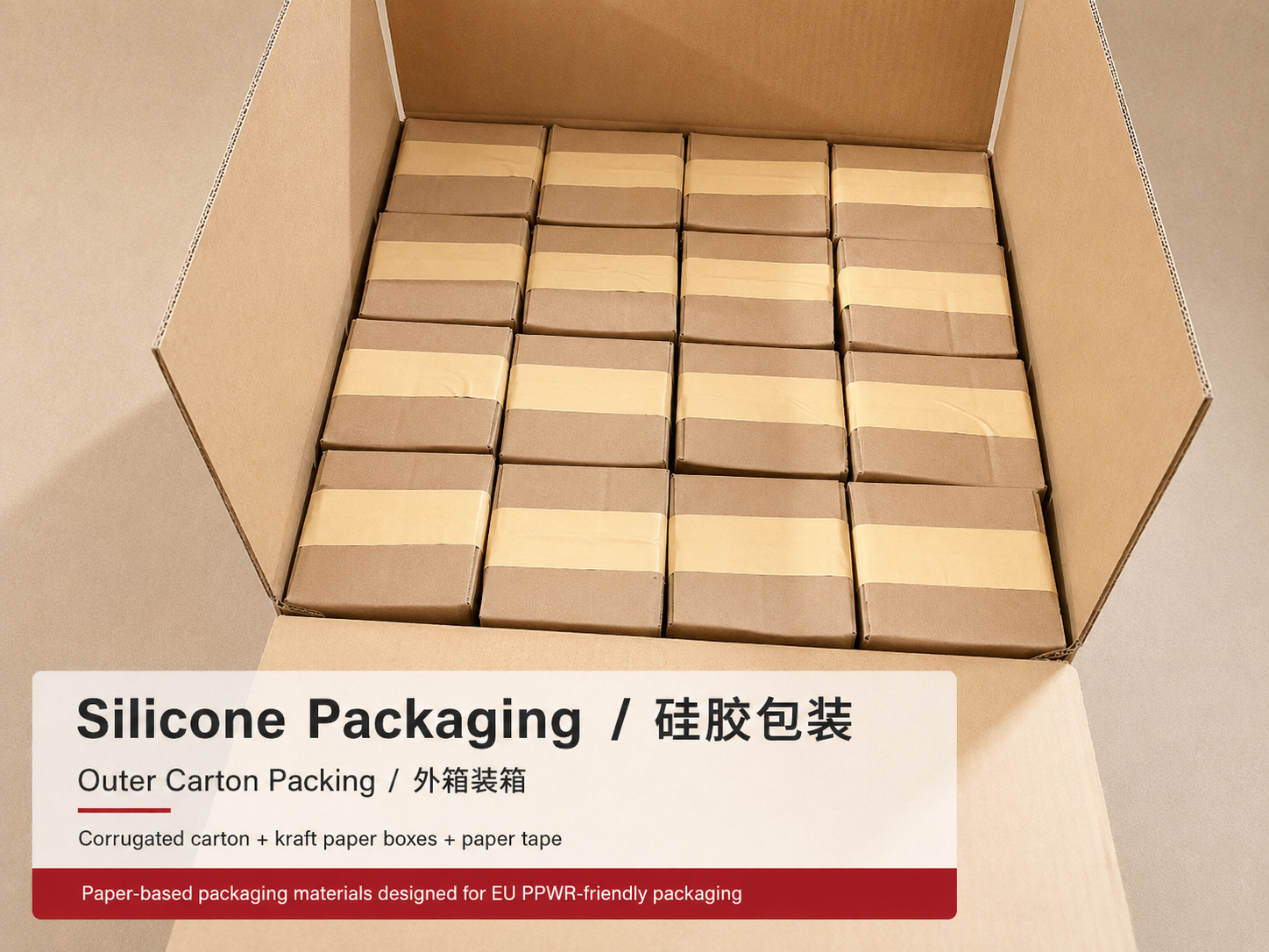 Multiple BK Silicone paper-based unit boxes ready for shipment
