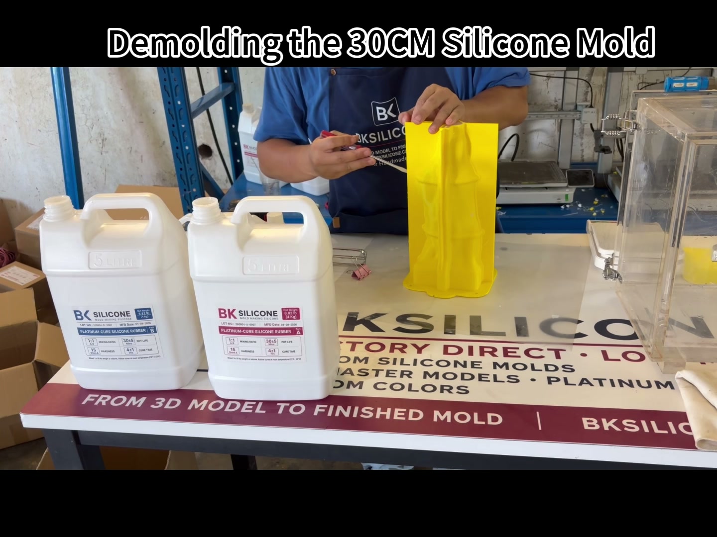 Separating the cured silicone mold from the Athena master
