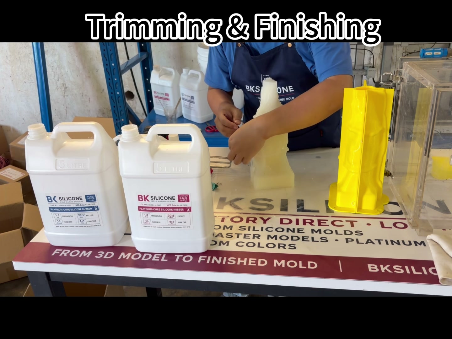 Trimming and finishing the demolded silicone mold