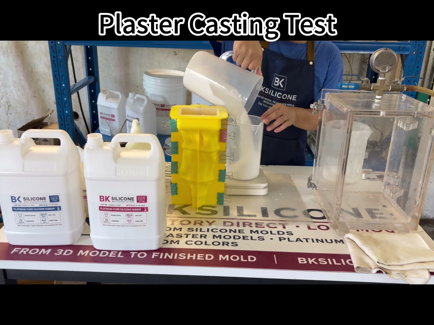 Pouring plaster into the finished Athena silicone mold