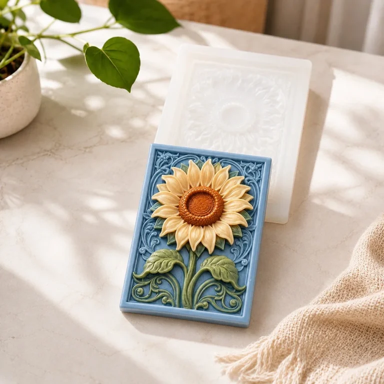 3D Sunflower Relief Silicone Candle Mold | Atacado B2B OEM | SKU 1566