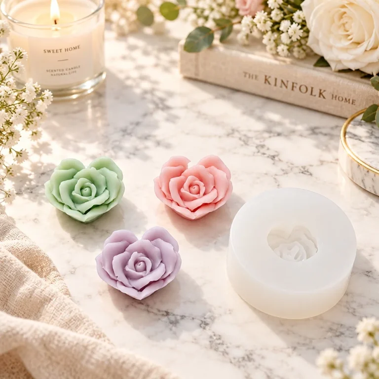 3D Heart Rose Silicone Candle Making Mold | Atacado B2B OEM | SKU 1567