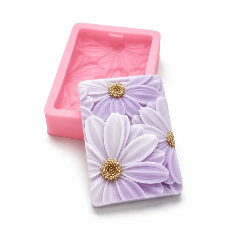 3D Daisy Rectangular Silicone Mold for Wax, Soap and Resin Casting | Atacado B2B OEM | SKU 1658