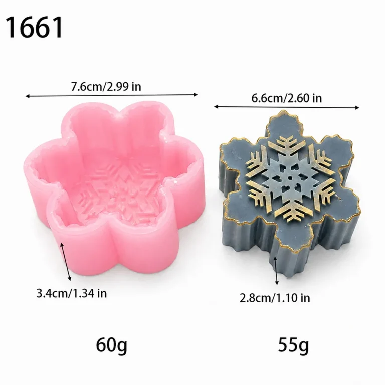 3D Snowflake Silicone Mold 1661 silicone mold, 6.6cm×2.8cm finished size