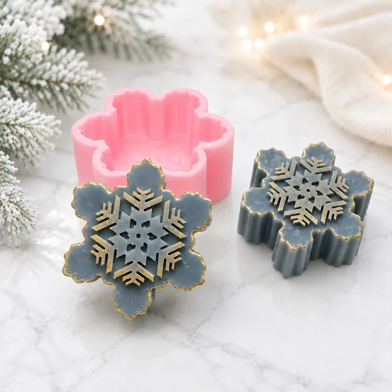 3D Snowflake Silicone Mold 1661 silicone mold detail and cavity