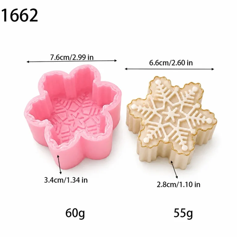 3D Snowflake Silicone Mold for Candle Making 1662 silicone mold, 6.6×2.8cm finished size