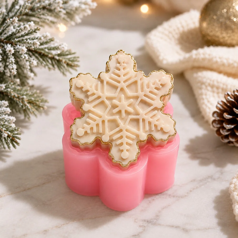 3D Snowflake Silicone Mold for Candle Making 1662 finished casting from the silicone mold