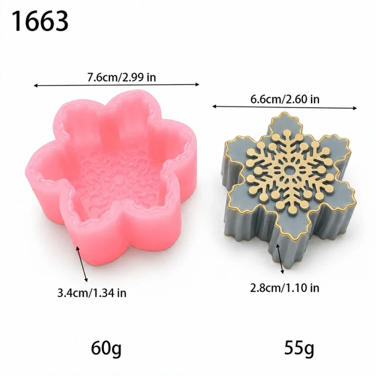 Snowflake Silicone Candle Making Mold 1663 silicone mold, 6.6cm×2.8cm finished size