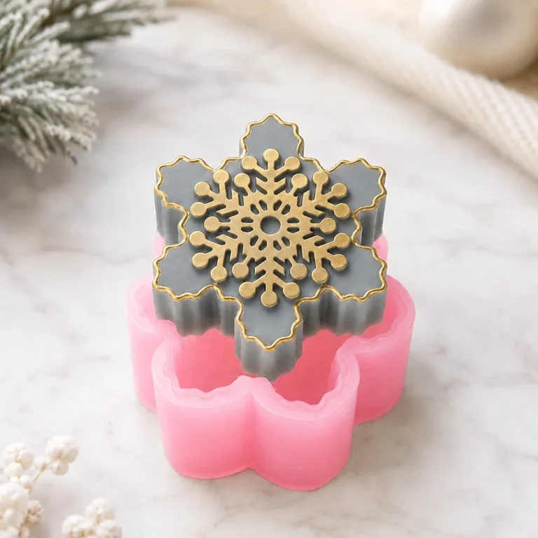 Snowflake Silicone Candle Making Mold 1663 silicone mold detail and cavity