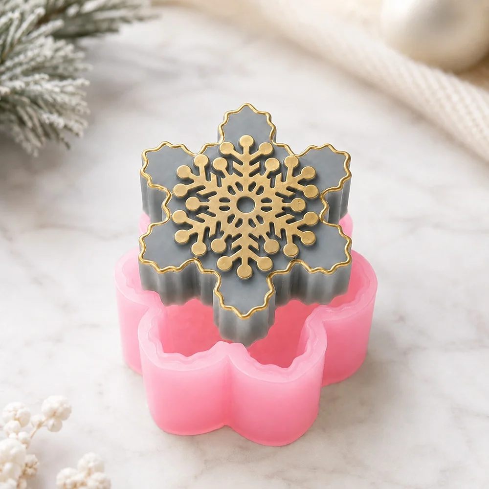 Snowflake Silicone Candle Making Mold 1663 silicone mold detail and cavity