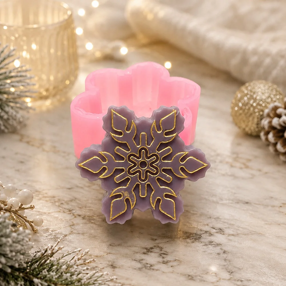 Silicone Candle Mold with Snowflake Design 1665 silicone mold detail and cavity
