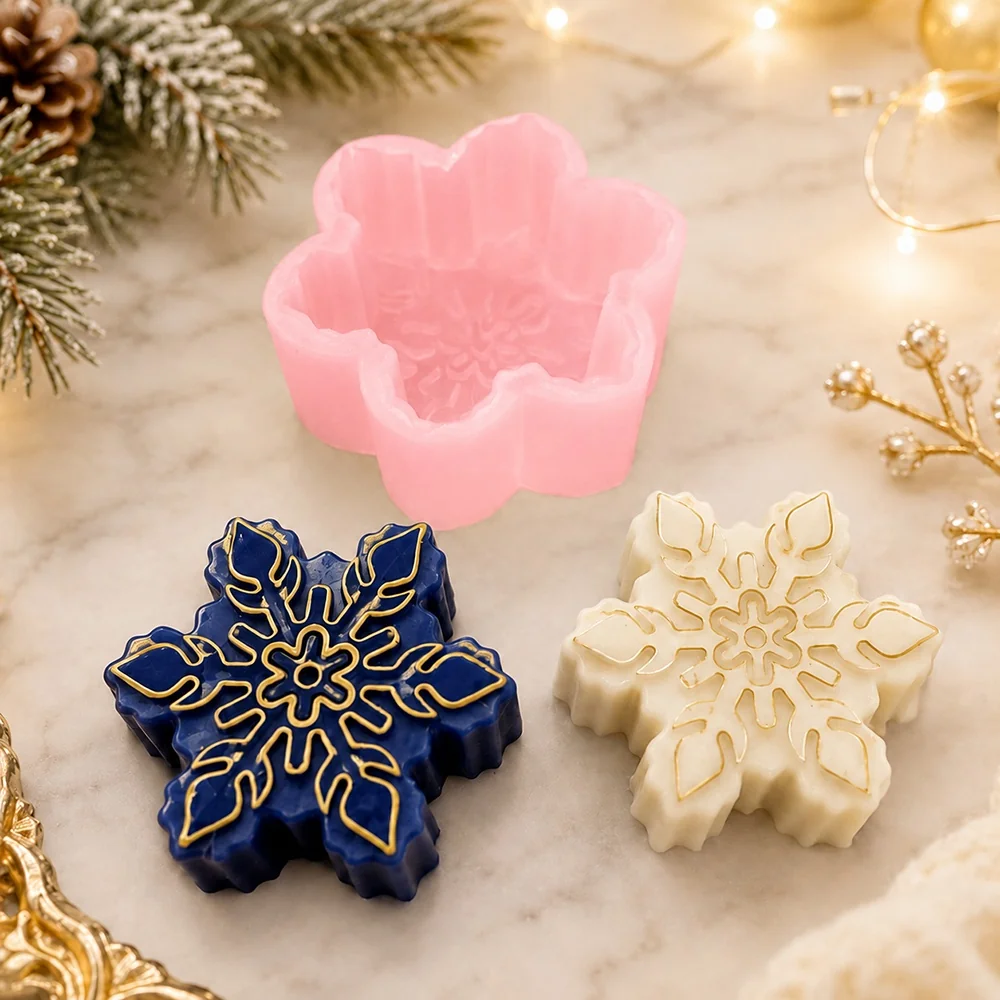 Silicone Candle Mold with Snowflake Design 1665 mold in production at BK Silicone workshop