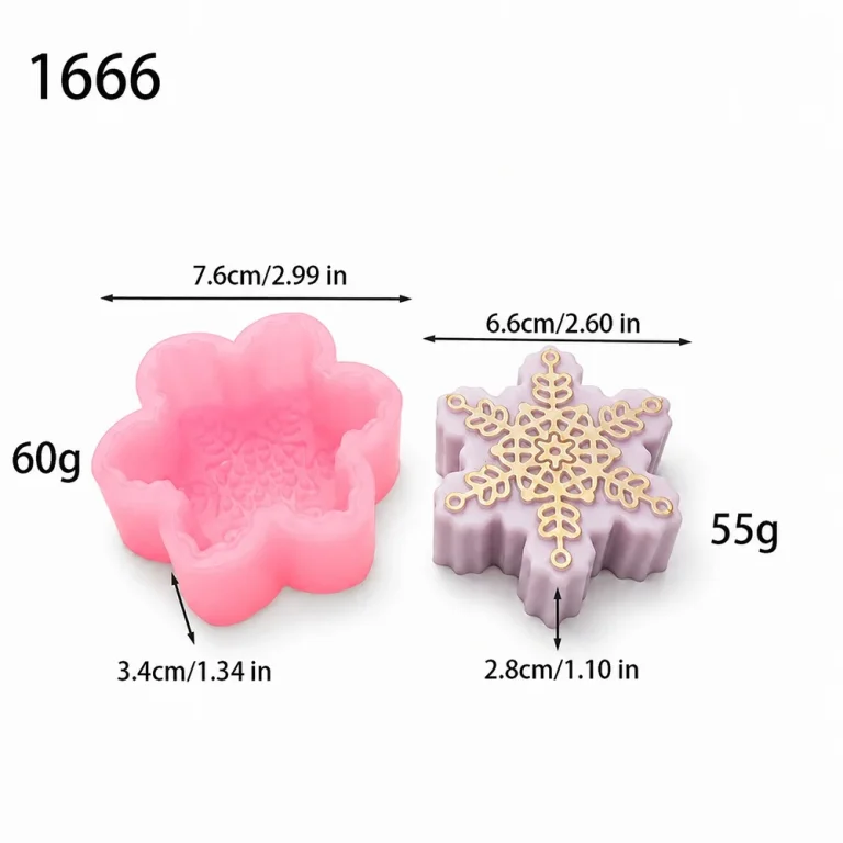 Snowflake Silicone Mold for Candle Making 1666 silicone mold, 6.6×2.8cm finished size