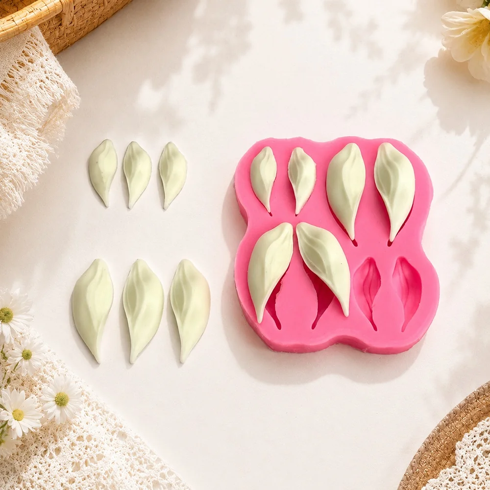 Floral willow leaf Silicone Mold for Candle Making 1667 silicone mold detail and cavity