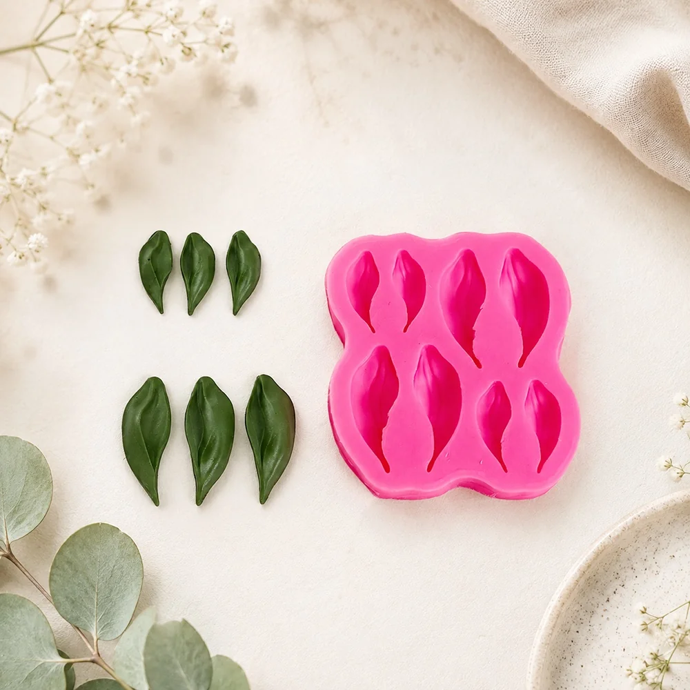 Floral willow leaf Silicone Mold for Candle Making 1667 finished casting from the silicone mold