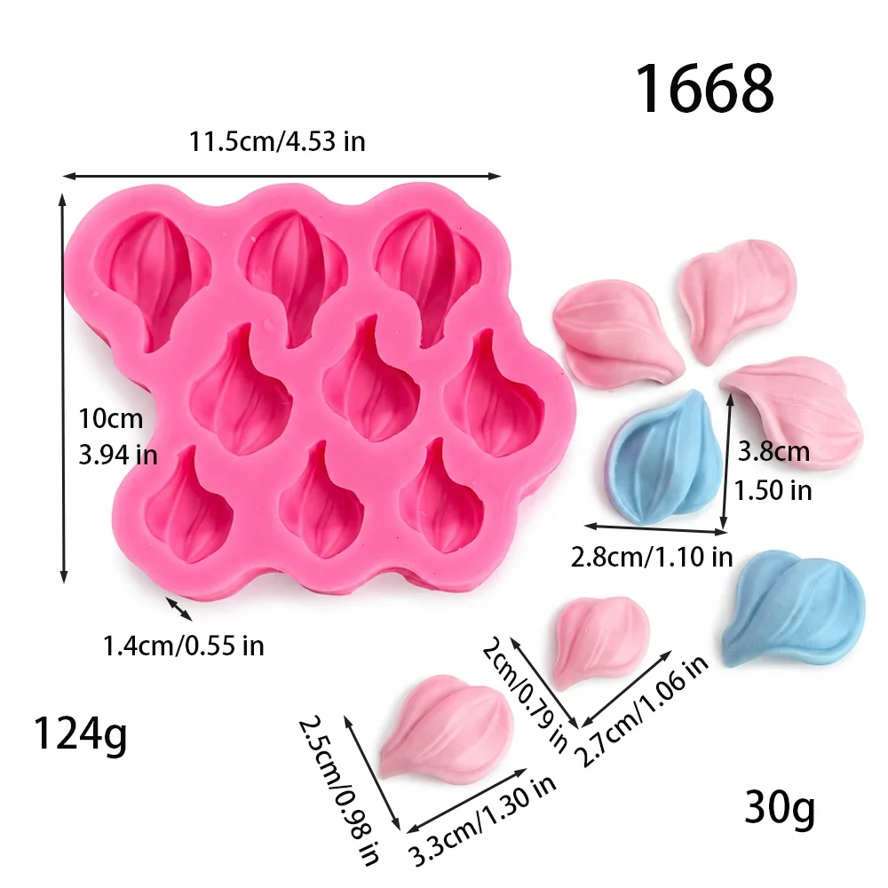 Tulip Petal Silicone Mold for Wax, Soap and Resin Casting 1668 silicone mold, 2.8cm×3.8cm、3.3cm×2.5cm、2.7cm×2cm finished size