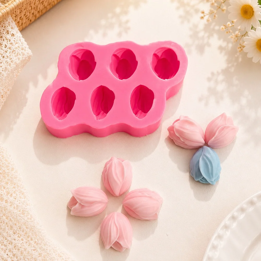 Tulip bud Silicone Mold for Handmade Crafts 1669 finished casting from the silicone mold