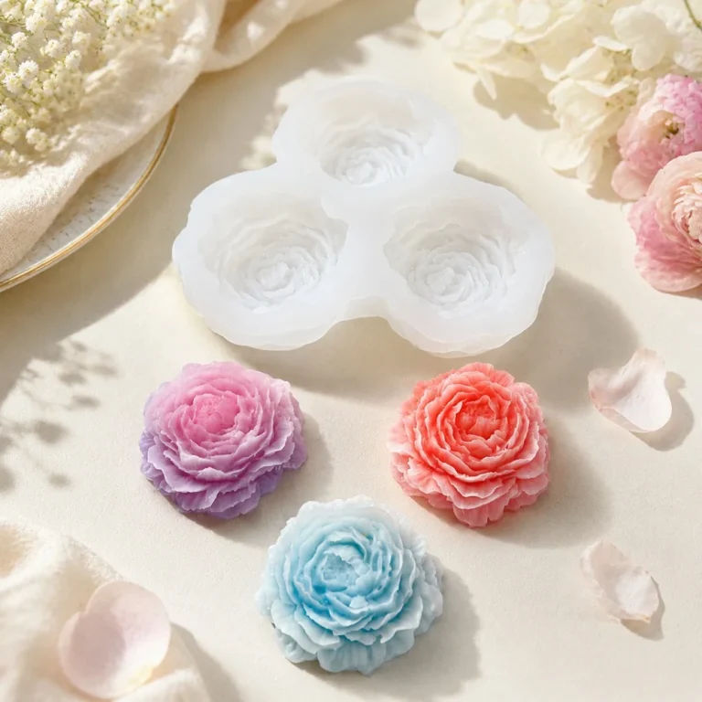 Flexible Peony Silicone Mold for Candle Making | Atacado B2B OEM | SKU 1678